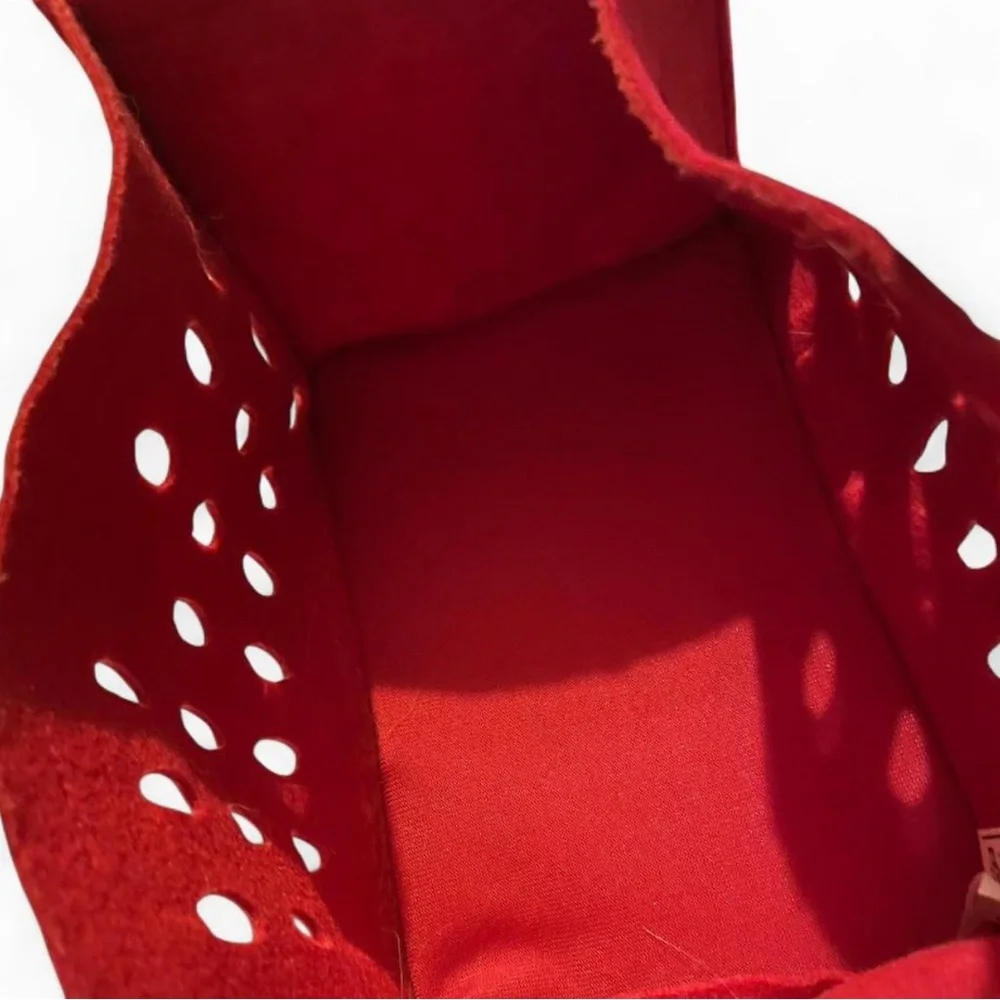 Red felt shopping basket purse